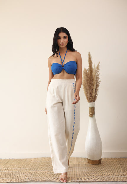 Linen high waist pant with bandeau top