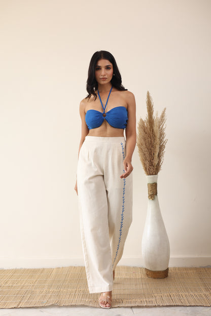 Linen high waist pant with bandeau top