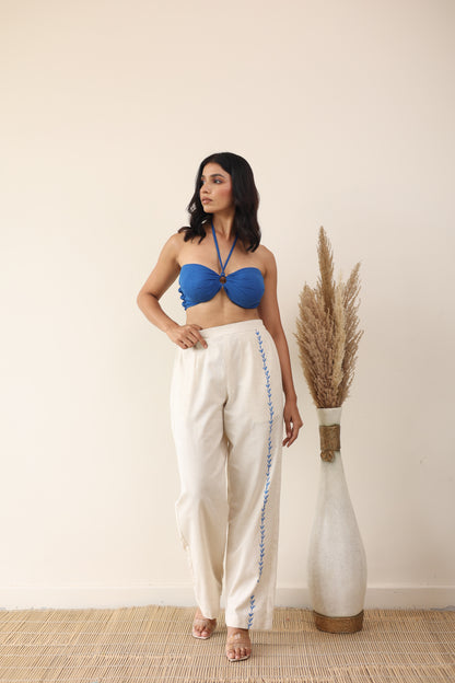 Linen high waist pant with bandeau top