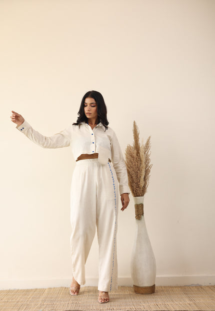 Beige high waist trousers