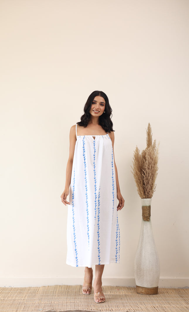 White cotton midi dress