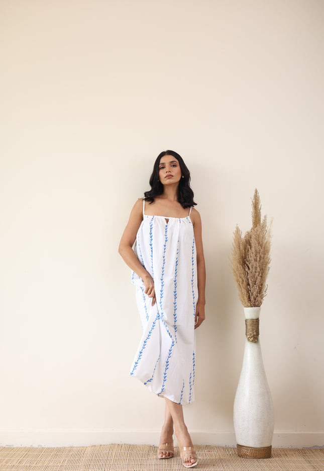 White cotton midi dress