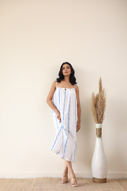 White cotton midi dress