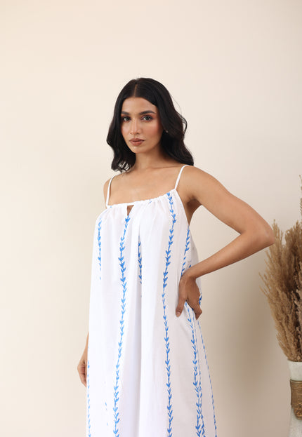 White cotton midi dress