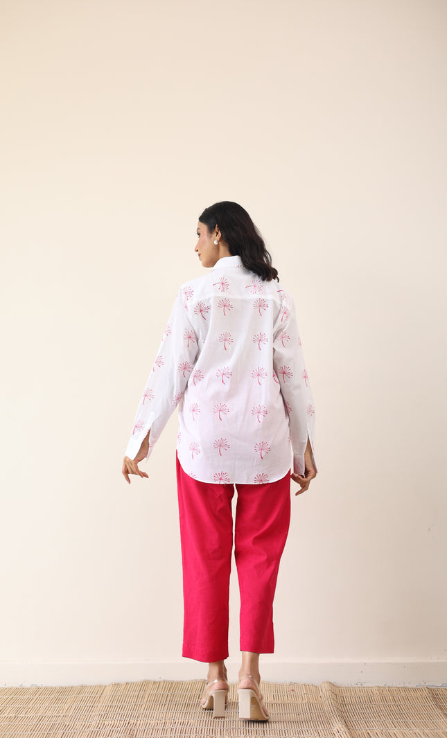 High waist pant with tailored shirt