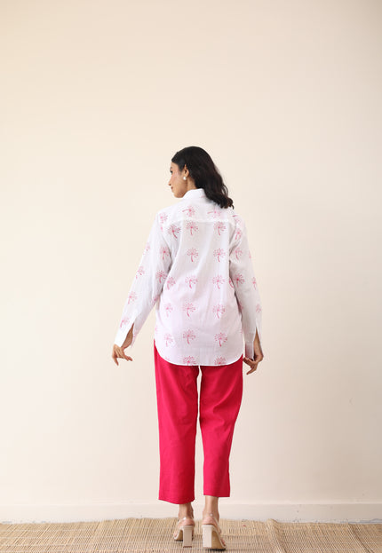 High waist pant with tailored shirt