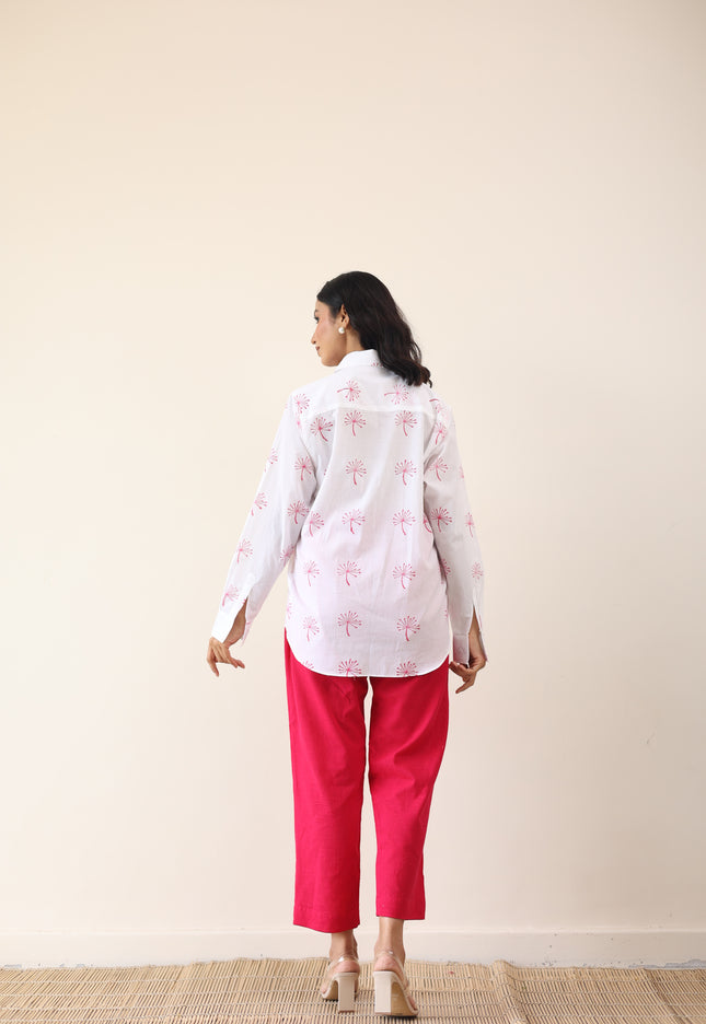 High waist pant with tailored shirt