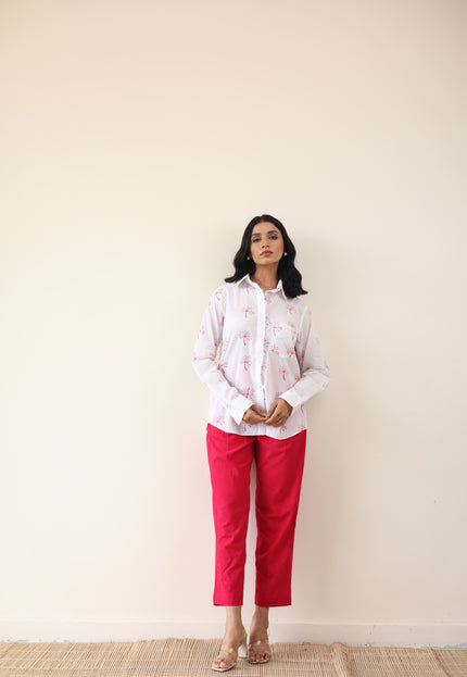 High waist pant with tailored shirt