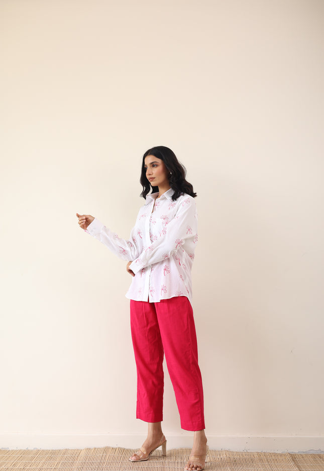High waist pant with tailored shirt