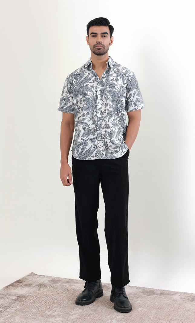Regular fit printed cotton shirt