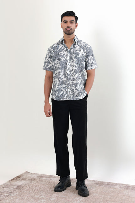 Regular fit printed cotton shirt