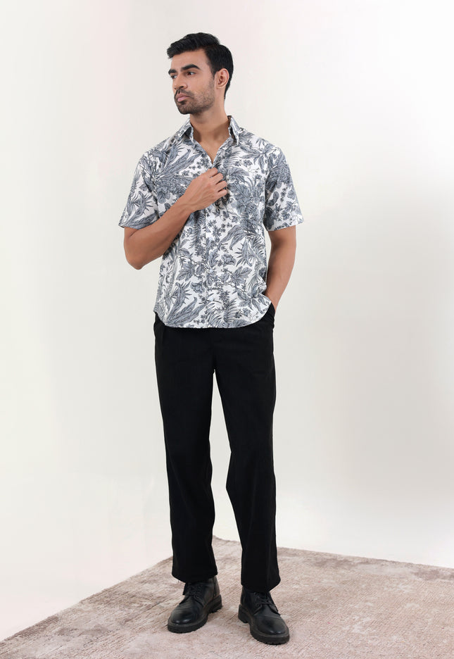 Regular fit printed cotton shirt