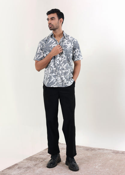 Regular fit printed cotton shirt