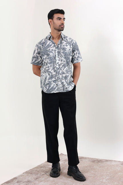 Regular fit printed cotton shirt