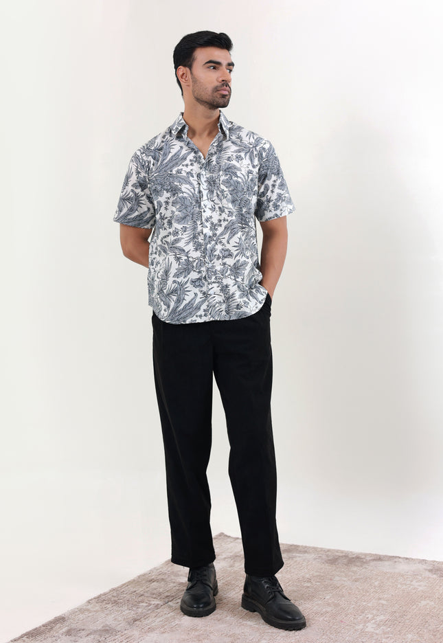 Regular fit printed cotton shirt