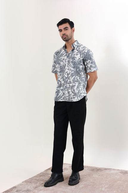 Regular fit printed cotton shirt