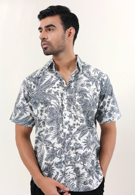 Regular fit printed cotton shirt