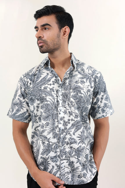 Regular fit printed cotton shirt