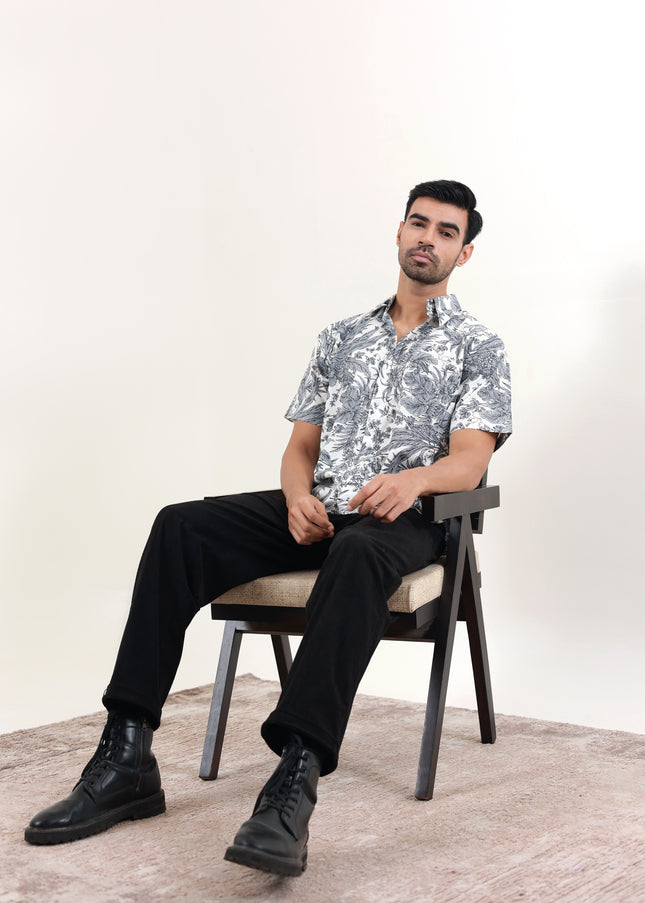 Regular fit printed cotton shirt