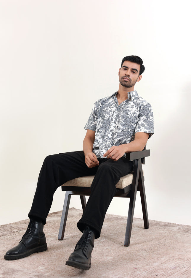 Regular fit printed cotton shirt
