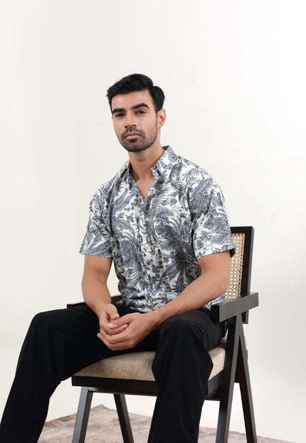 Regular fit printed cotton shirt