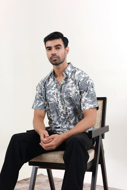 Regular fit printed cotton shirt