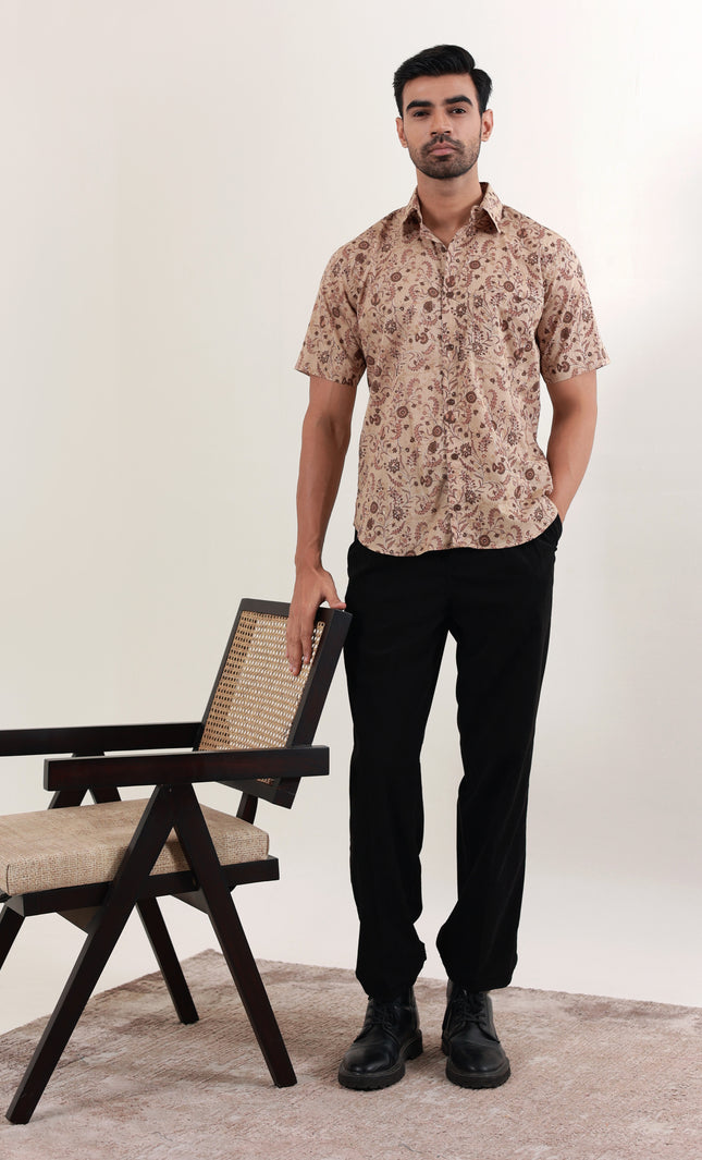 Regular fit printed cotton shirt