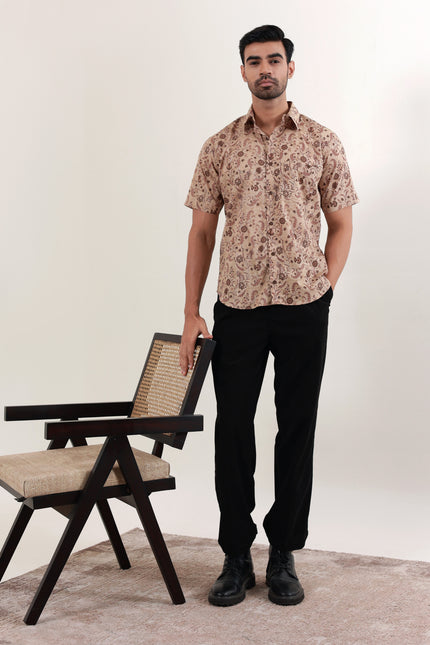 Regular fit printed cotton shirt