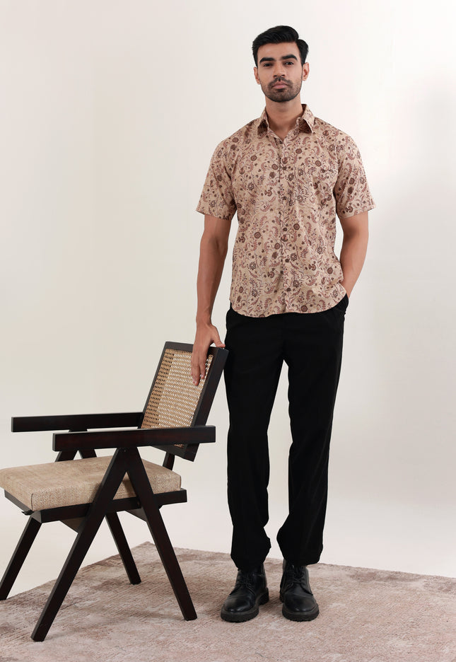 Regular fit printed cotton shirt