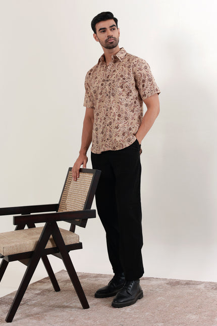Regular fit printed cotton shirt