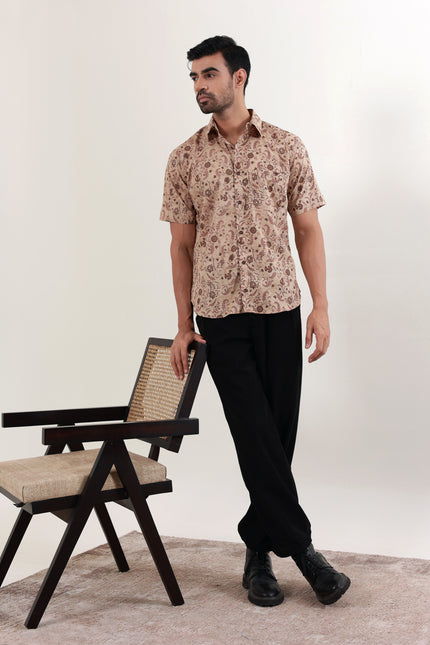 Regular fit printed cotton shirt