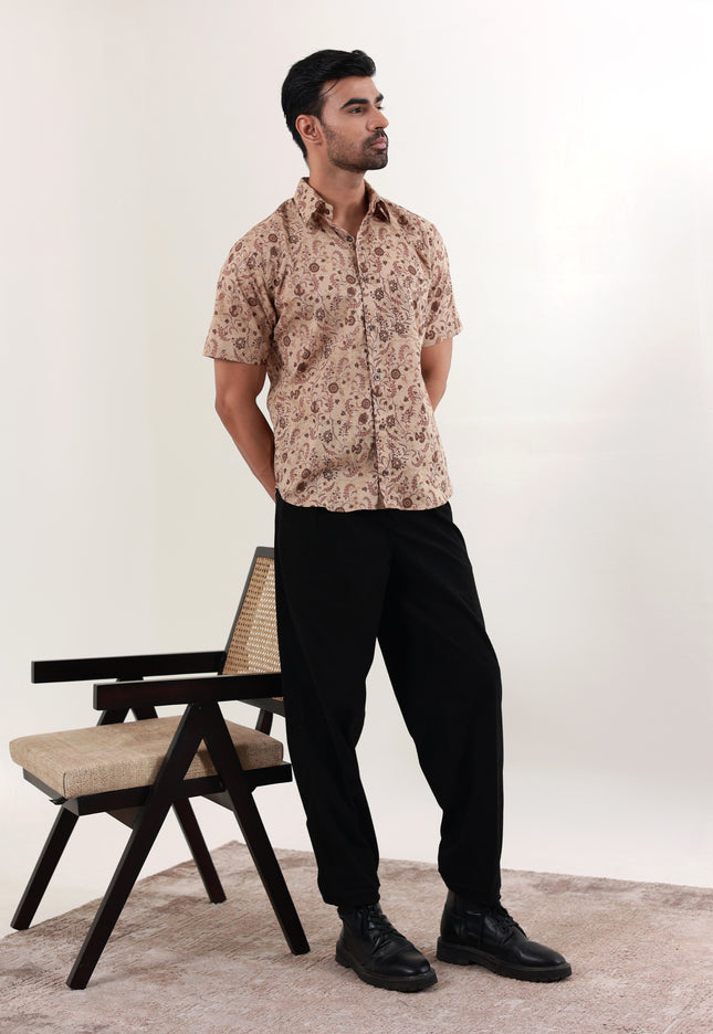 Regular fit printed cotton shirt