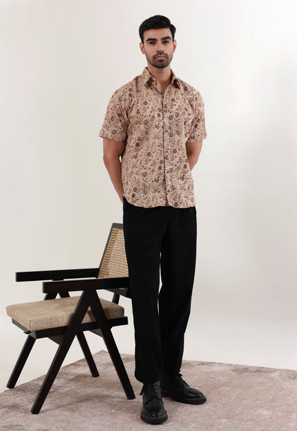 Regular fit printed cotton shirt