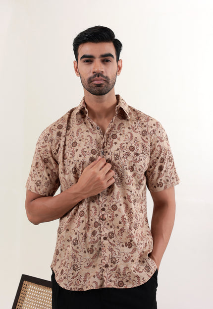 Regular fit printed cotton shirt