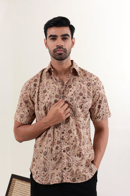 Regular fit printed cotton shirt
