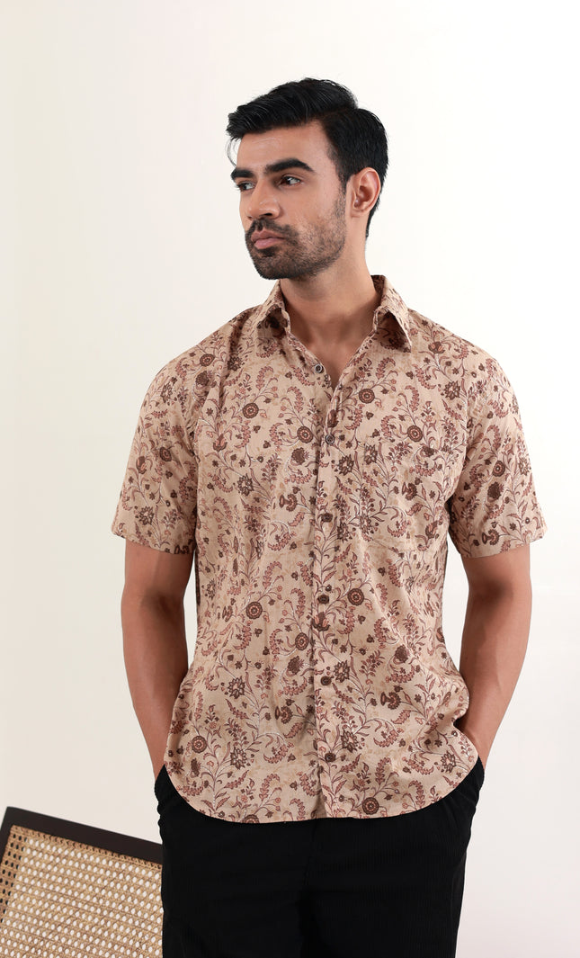 Regular fit printed cotton shirt