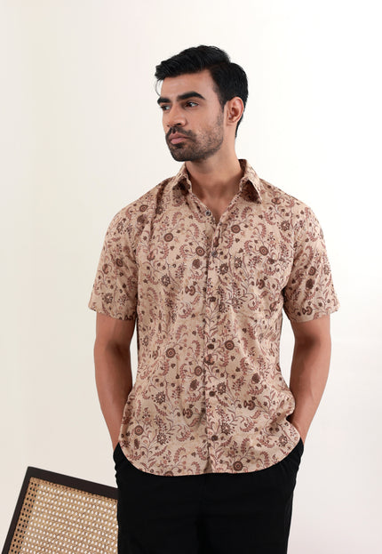 Regular fit printed cotton shirt