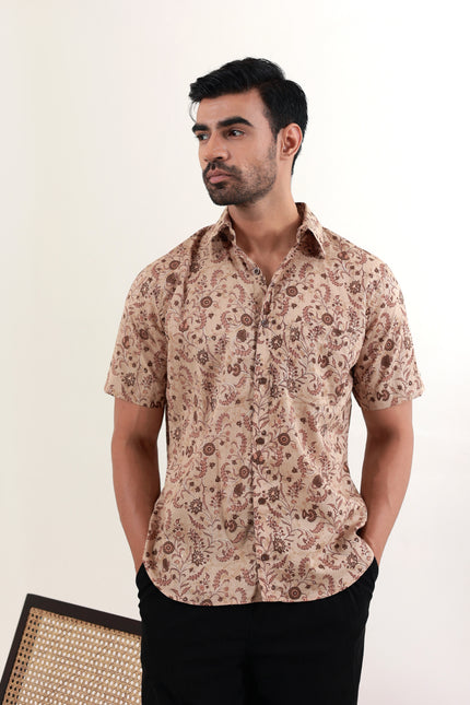 Regular fit printed cotton shirt