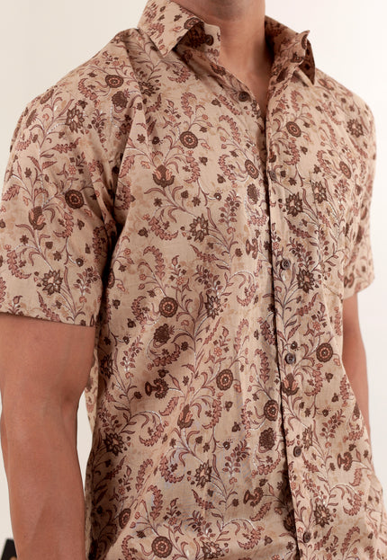 Regular fit printed cotton shirt