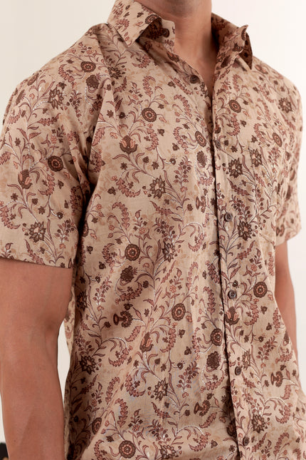 Regular fit printed cotton shirt
