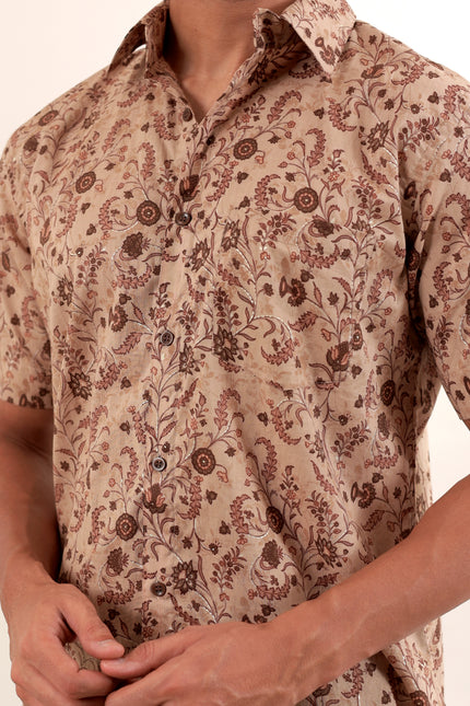 Regular fit printed cotton shirt