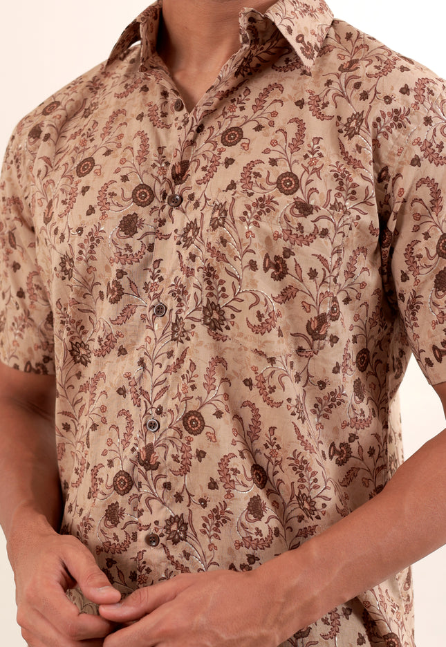 Regular fit printed cotton shirt