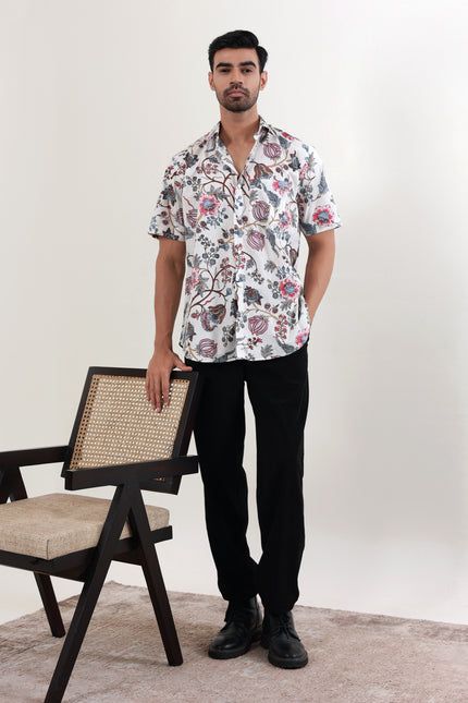 Regular fit printed cotton shirt