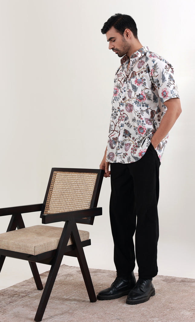 Regular fit printed cotton shirt