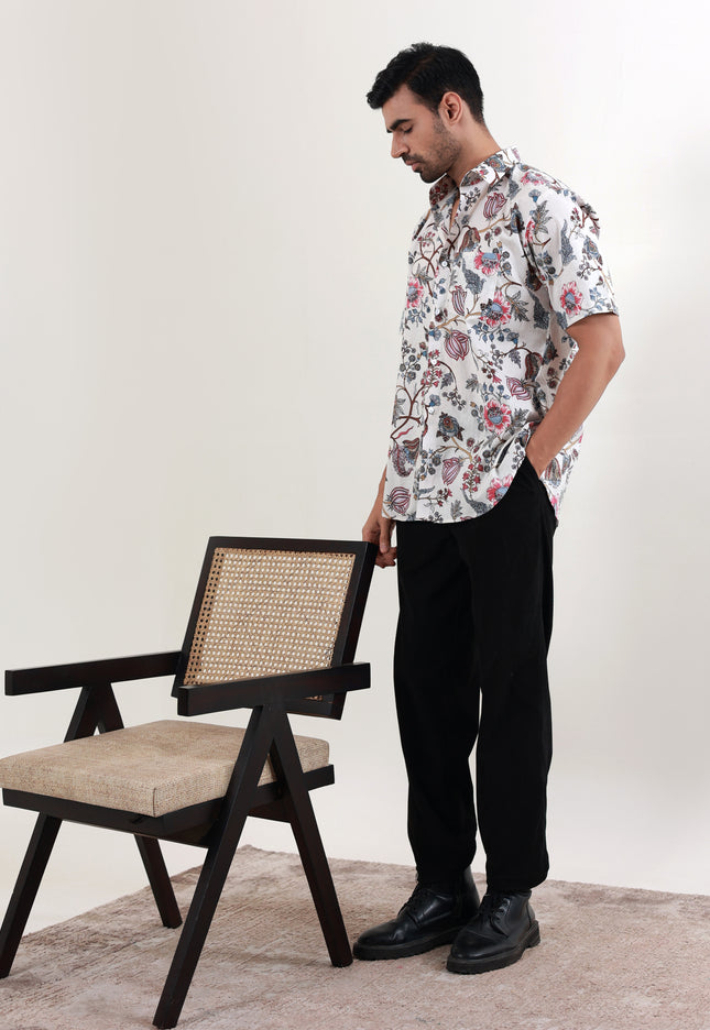 Regular fit printed cotton shirt