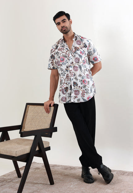 Regular fit printed cotton shirt