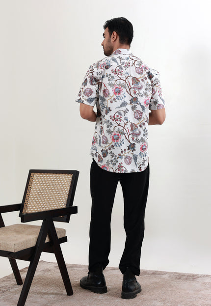 Regular fit printed cotton shirt