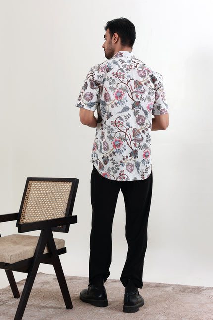 Regular fit printed cotton shirt