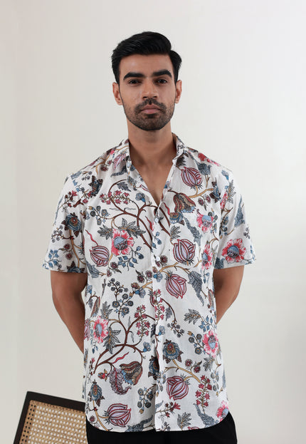 Regular fit printed cotton shirt