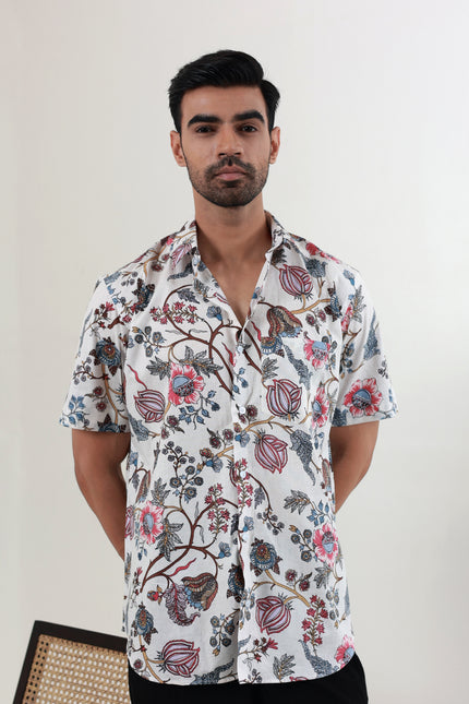 Regular fit printed cotton shirt